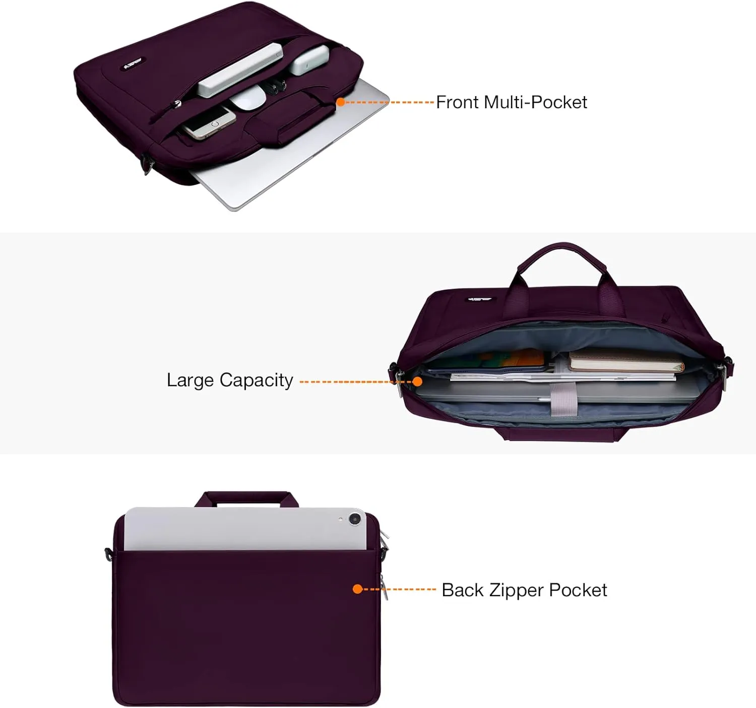 MOSISO Laptop Shoulder Messenger Bag Compatible with MacBook Air 15 inch M2 A2941/Pro 16 inch M3 A2991 M2 A2780 M1 A2485 A2141,15-15.6 inch Notebook with Adjustable Depth at Bottom, Magenta Purple