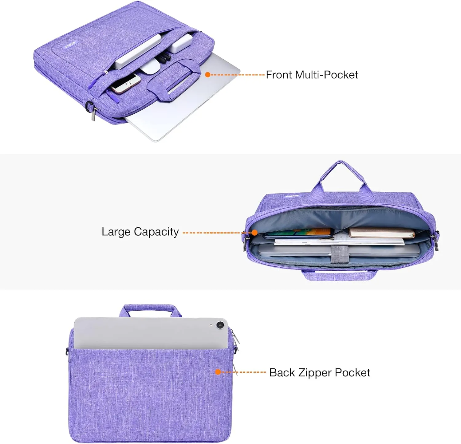 MOSISO Laptop Shoulder Messenger Bag Compatible with MacBook Air/Pro,13-13.3 inch Notebook,Compatible with MacBook Pro 14 inch M3 M2 M1 Pro Max 2023-2021 with Adjustable Depth at Bottom, Purple