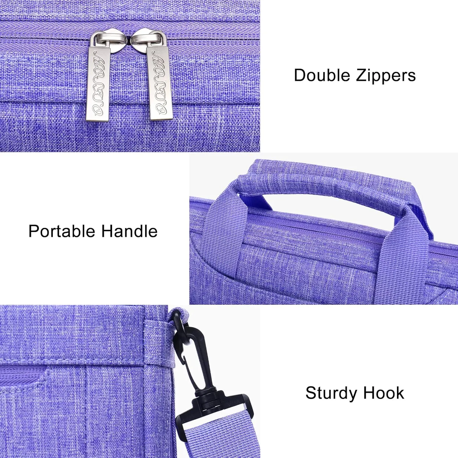 MOSISO Laptop Shoulder Messenger Bag Compatible with MacBook Air/Pro,13-13.3 inch Notebook,Compatible with MacBook Pro 14 inch M3 M2 M1 Pro Max 2023-2021 with Adjustable Depth at Bottom, Purple