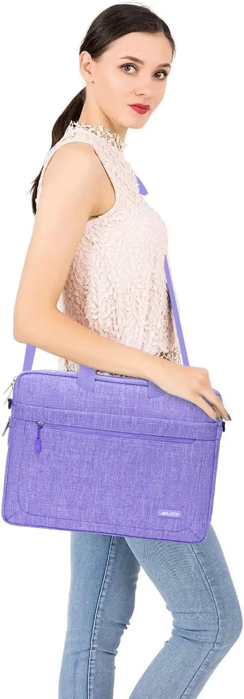 MOSISO Laptop Shoulder Messenger Bag Compatible with MacBook Air/Pro,13-13.3 inch Notebook,Compatible with MacBook Pro 14 inch M3 M2 M1 Pro Max 2023-2021 with Adjustable Depth at Bottom, Purple