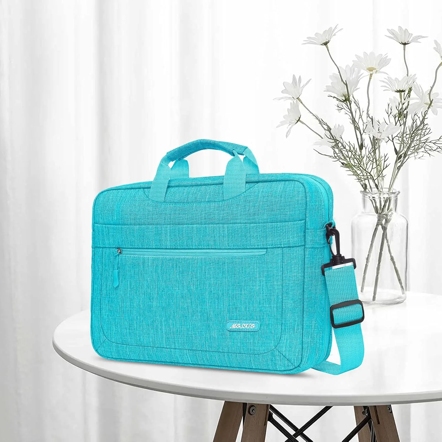 MOSISO Messenger Bag Compatible with MacBook Air/Pro 13-13.3, 14 Inch Notebook - Adjustable Depth, Hot Blue