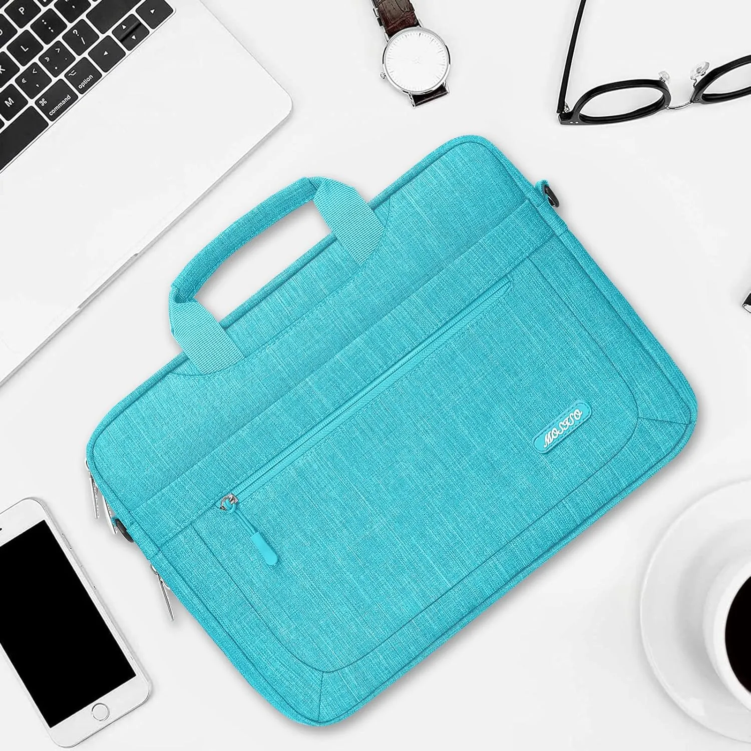 MOSISO Messenger Bag Compatible with MacBook Air/Pro 13-13.3, 14 Inch Notebook - Adjustable Depth, Hot Blue