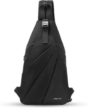 MOSISO Slim Crossbody Sling Bag Backpack for Women Men, Lightweight Small Over Shoulder Bag Cross Body Chest Purse Unique Pleated Daypack for Travel Hiking Casual Commuting, Black