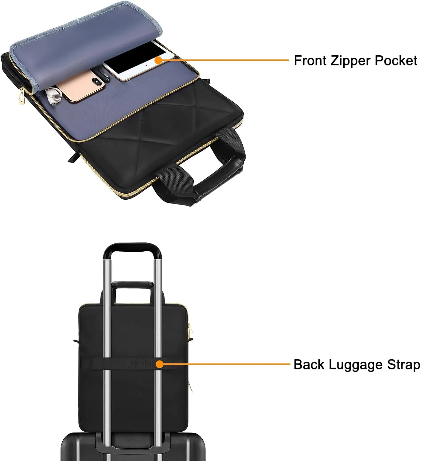 MOSISO Vertical Laptop Shoulder Bag,13-13.3 inch Computer Bag Compatible with MacBook, HP, Dell, Lenovo, Asus Notebook,Rhombus Quilted Messenger Bag with Front Pocket&Handle&Belt, Black