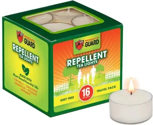 Mosquito Guard 16 Tealight Citronella Candles Outdoor Mosquito Repellent Indoors - DEET Free Mosquito Candles for Outside - Natural Mosquito Repellent Outdoor Patio Candle - Yard Bug Repellent Candle