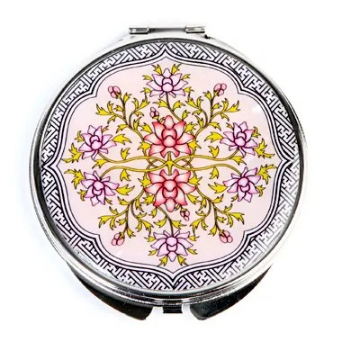 Mother of Pearl Flower Design Compact Cosmetic Pocket Purse Makeup Mirror