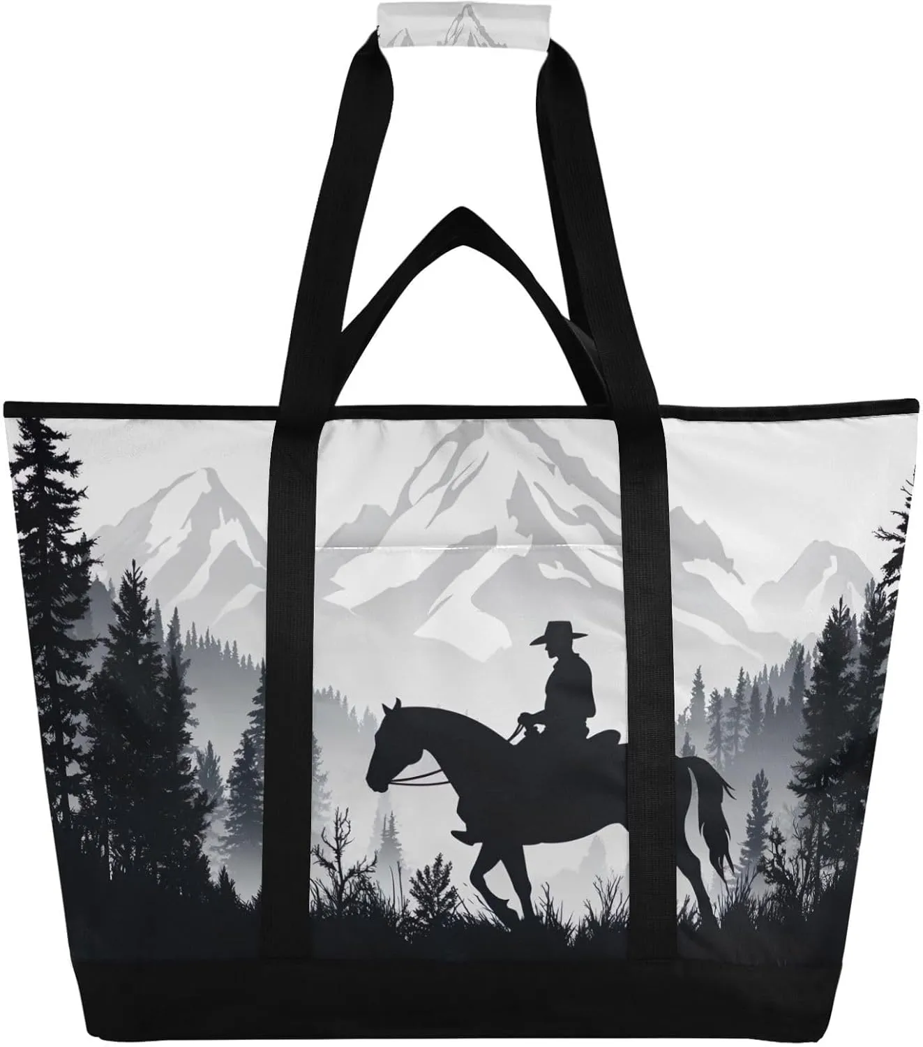 Mountain Horse Reusable Insulated Lunchbox Cooler Bag, Leakproof Kitchen Grocery Bag Collapsible Portable Cooler Tote Bag for Picnic, Camping, Office, Travel