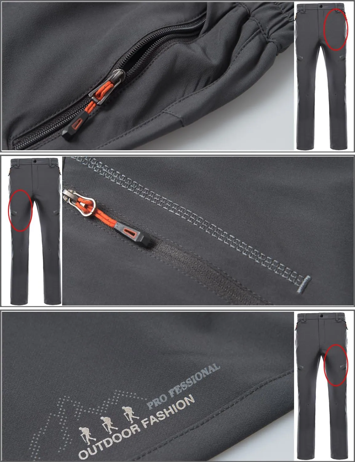 Mr.Stream Men's Water Repellent Tapered Hiking Quick Drying Sports Mountain Moisture Wicking Cycling Pants