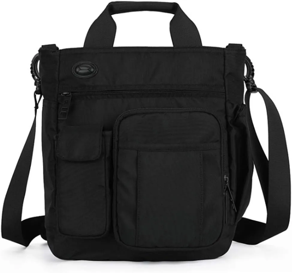 Multi Pockets Crossbody Messenger Bag Shoulder Bag Laptop Bag for for Men Women Casual Business Sport Travel, Black