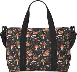 Mushroom Snail Travel Duffle Bag For Women Men Weekender Overnight Bag Gym Bag For Women, Carry On Airport Bag, Travel Tote Bag With Strap For Gym Travel Business Trips