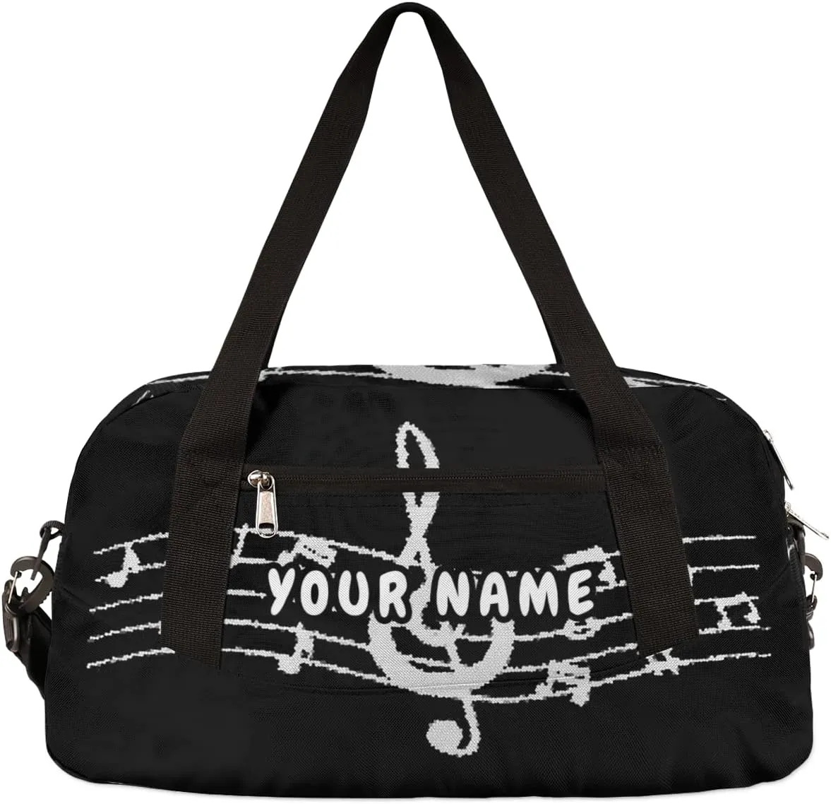 Music Notes Personalized Kids Duffel Bag for Girls Boys, Music Notes Debris Custom Name Dance Bag Overnight Small Duffel Bag Carry On Weekend Sports Travel Bag for School Practice Gymnastics Ballet