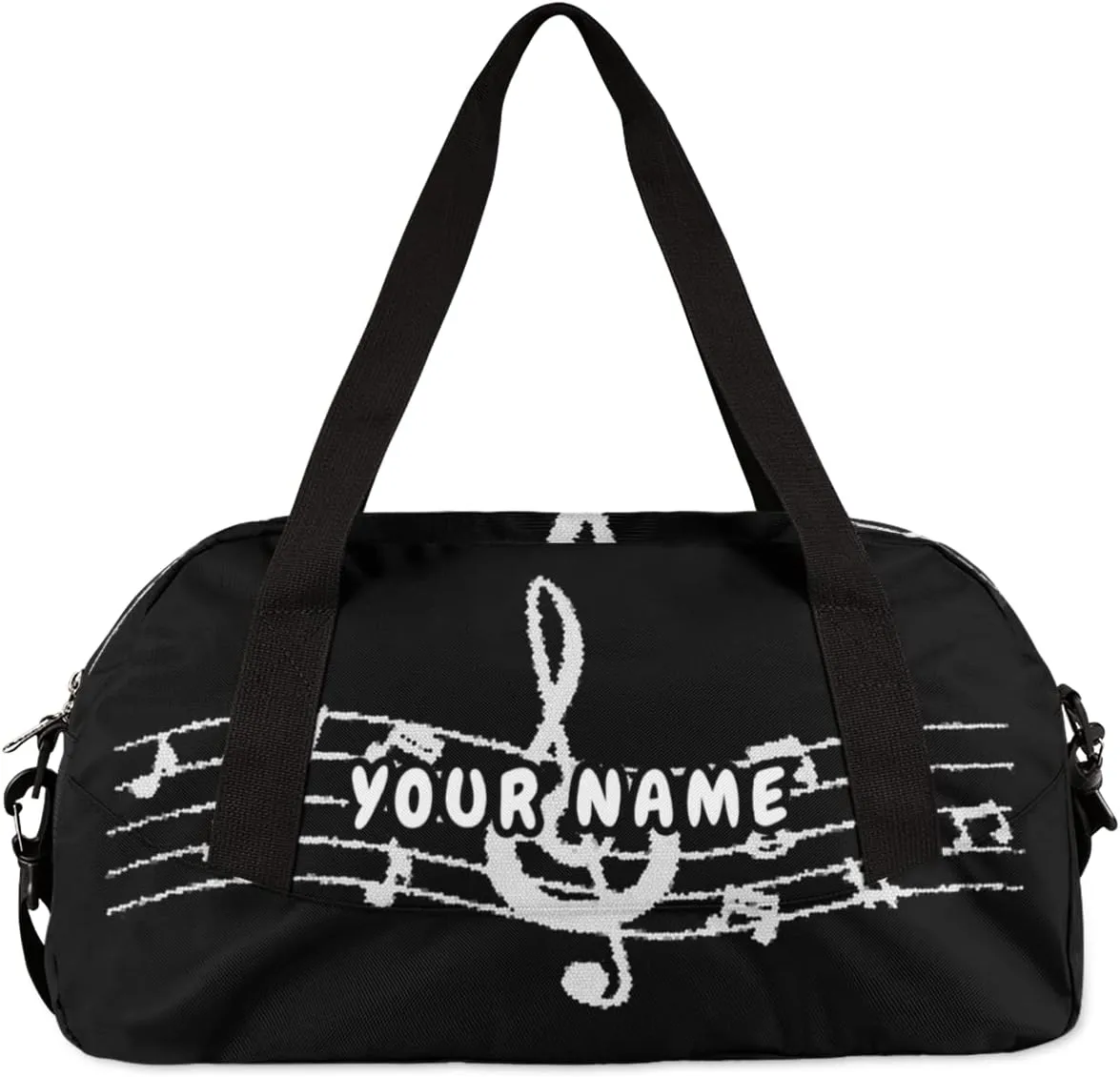 Music Notes Personalized Kids Duffel Bag for Girls Boys, Music Notes Debris Custom Name Dance Bag Overnight Small Duffel Bag Carry On Weekend Sports Travel Bag for School Practice Gymnastics Ballet