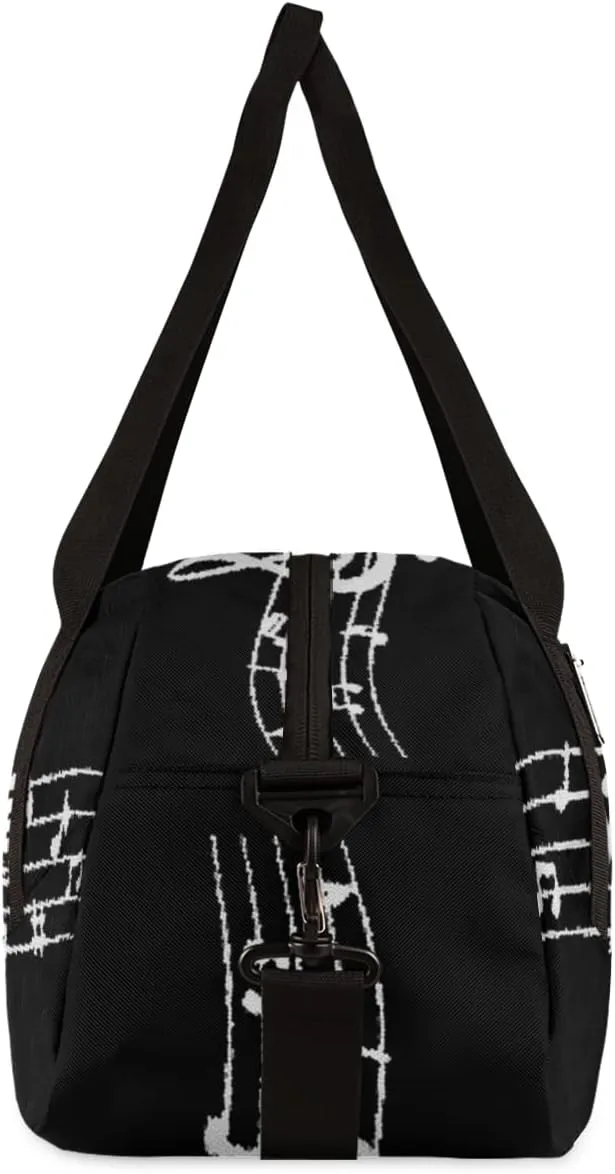 Music Notes Personalized Kids Duffel Bag for Girls Boys, Music Notes Debris Custom Name Dance Bag Overnight Small Duffel Bag Carry On Weekend Sports Travel Bag for School Practice Gymnastics Ballet
