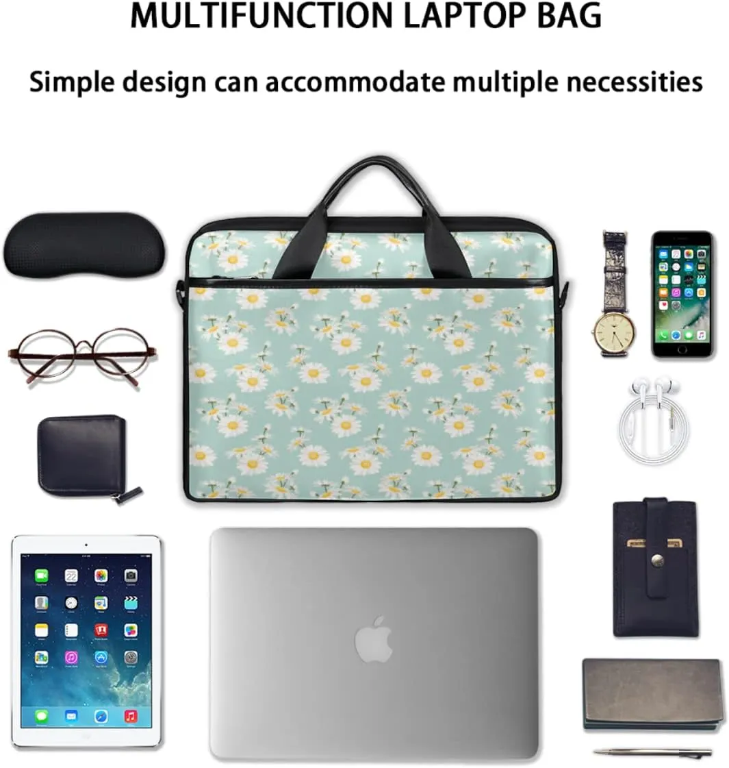Music Notes Piano Keys Laptop Shoulder Messenger Bag Waterproof Laptop Briefcase Handle Padded Strap