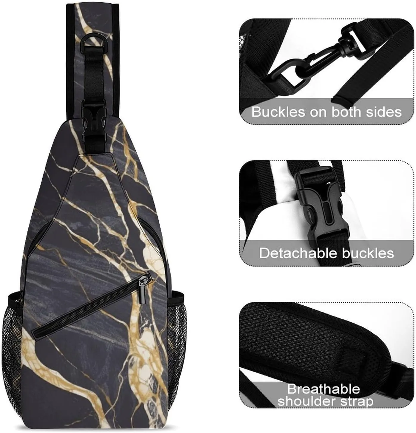 Music Symbols Love Sling Bag Lightweight Crossbody Chest Pack Travel Shoulder Bag with Adjustable Strap