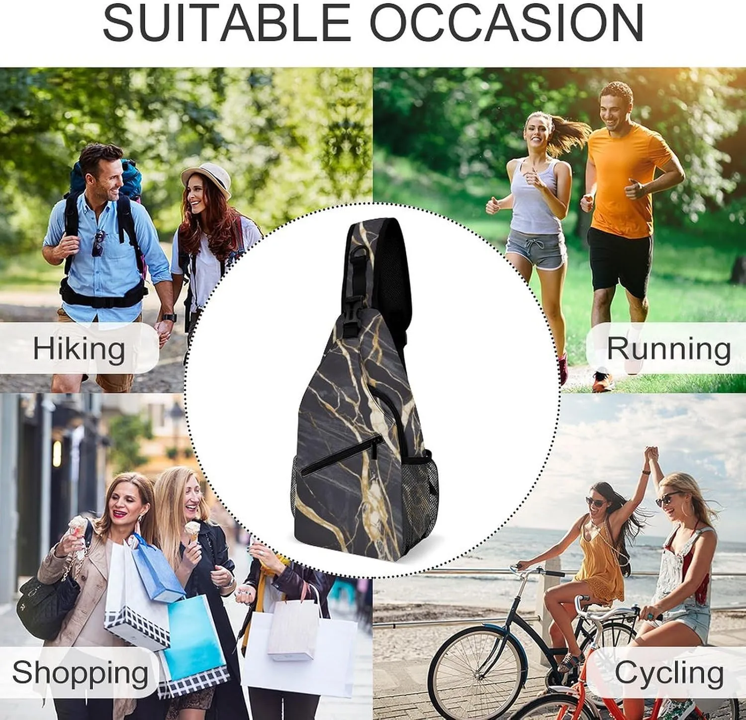Music Symbols Love Sling Bag Lightweight Crossbody Chest Pack Travel Shoulder Bag with Adjustable Strap