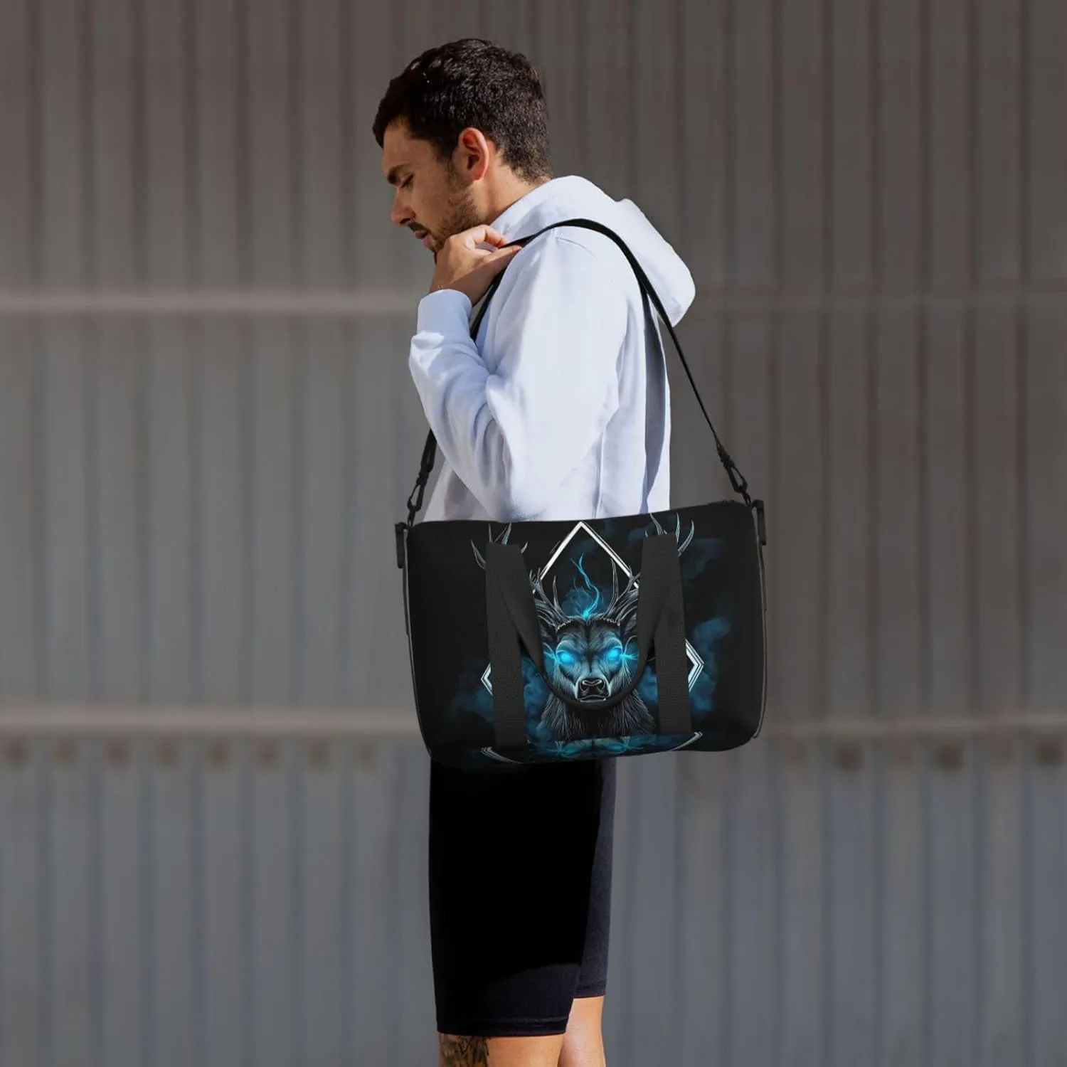 mystical deer print Travel Duffel Bag, Sports Tote Gym Bag, Swim Pool Bag Large Shoulder Tote Bag for Beach Weekender