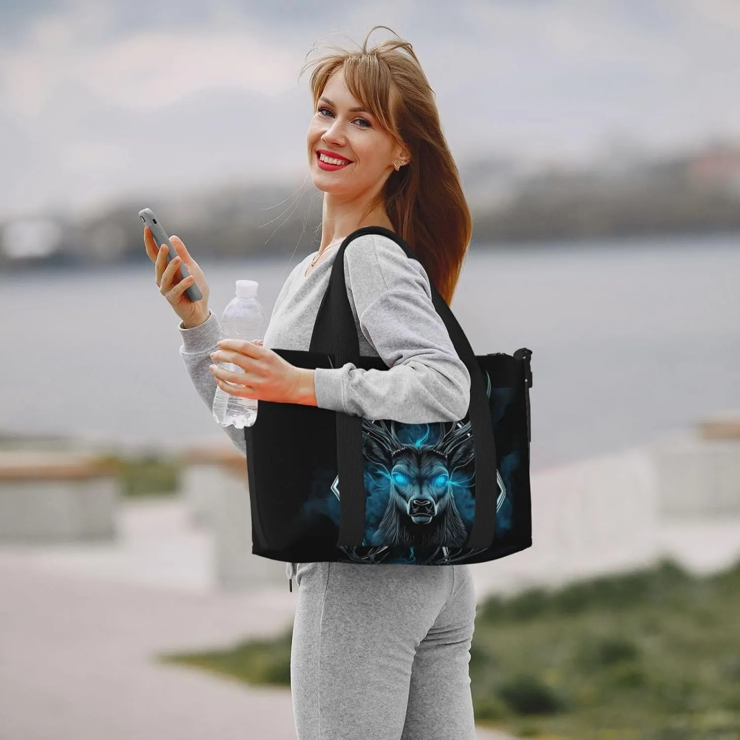 mystical deer print Travel Duffel Bag, Sports Tote Gym Bag, Swim Pool Bag Large Shoulder Tote Bag for Beach Weekender