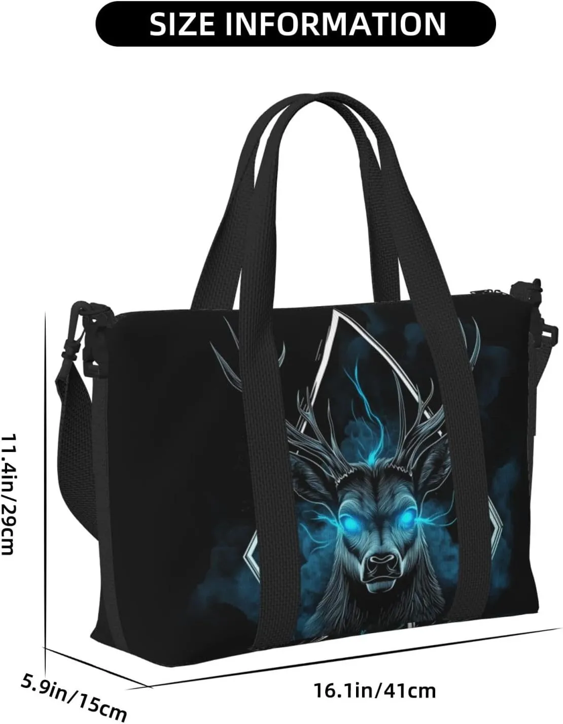 mystical deer print Travel Duffel Bag, Sports Tote Gym Bag, Swim Pool Bag Large Shoulder Tote Bag for Beach Weekender