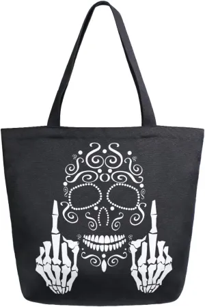 Naanle Floral Skull Canvas Tote, Large Women's Casual Shoulder Bag, Black and White Reusable Multipurpose Heavy Duty Shopping Grocery Cotton Bag for Outdoors