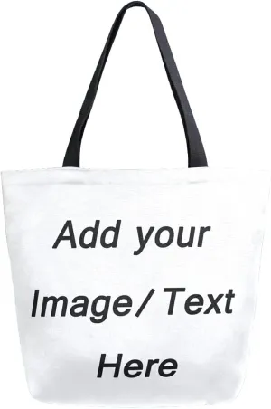 Naanle Personalized Printed Canvas Tote Bag Large Women Casual Shoulder Bag Custom Handbag Customized Reusable Multipurpose Heavy Duty Shopping Grocery Cotton Bag for Outdoors