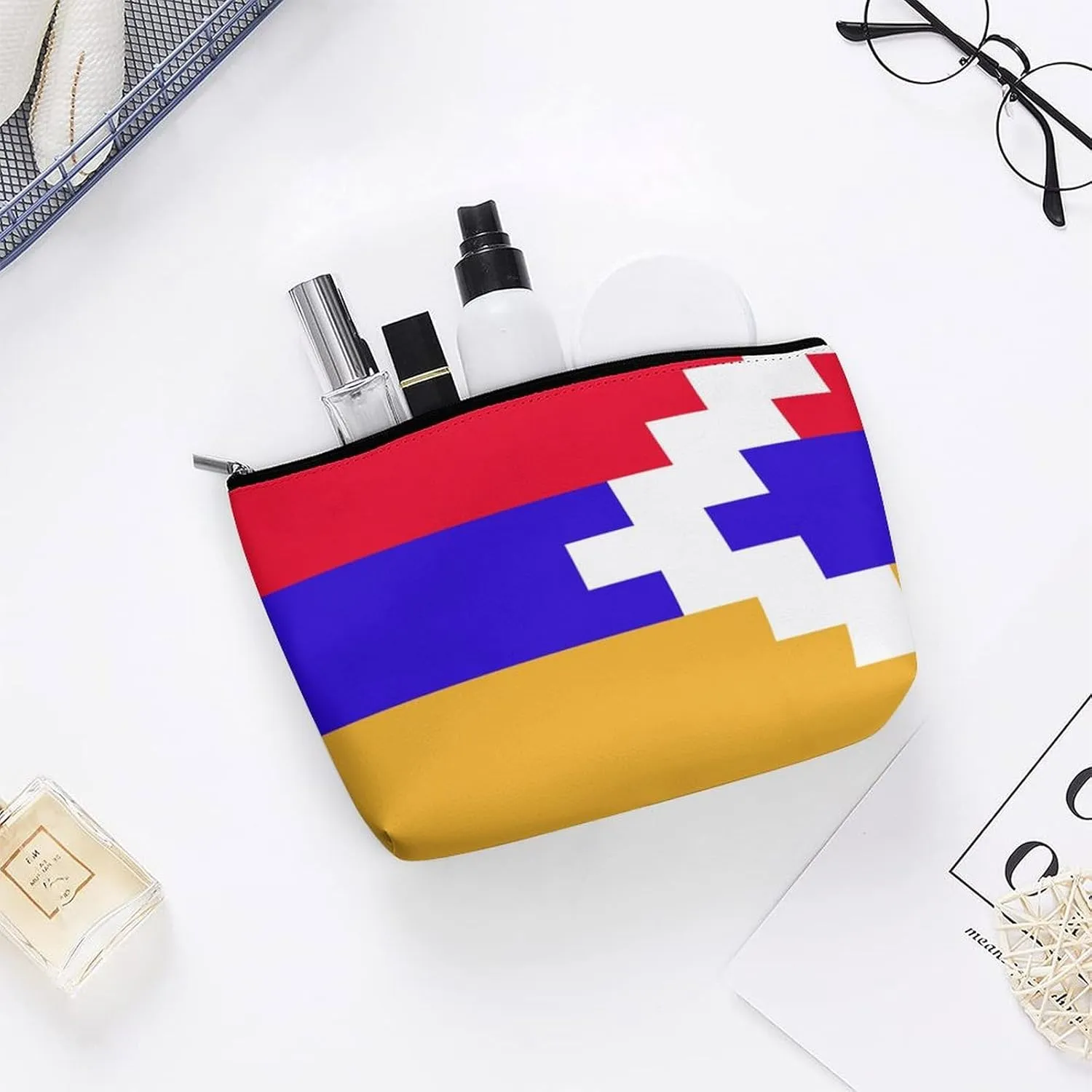 Nagorno Karabakh Flag Travel-Friendly Cosmetic Bag Makeup Organizer Pouch for Women and Girls