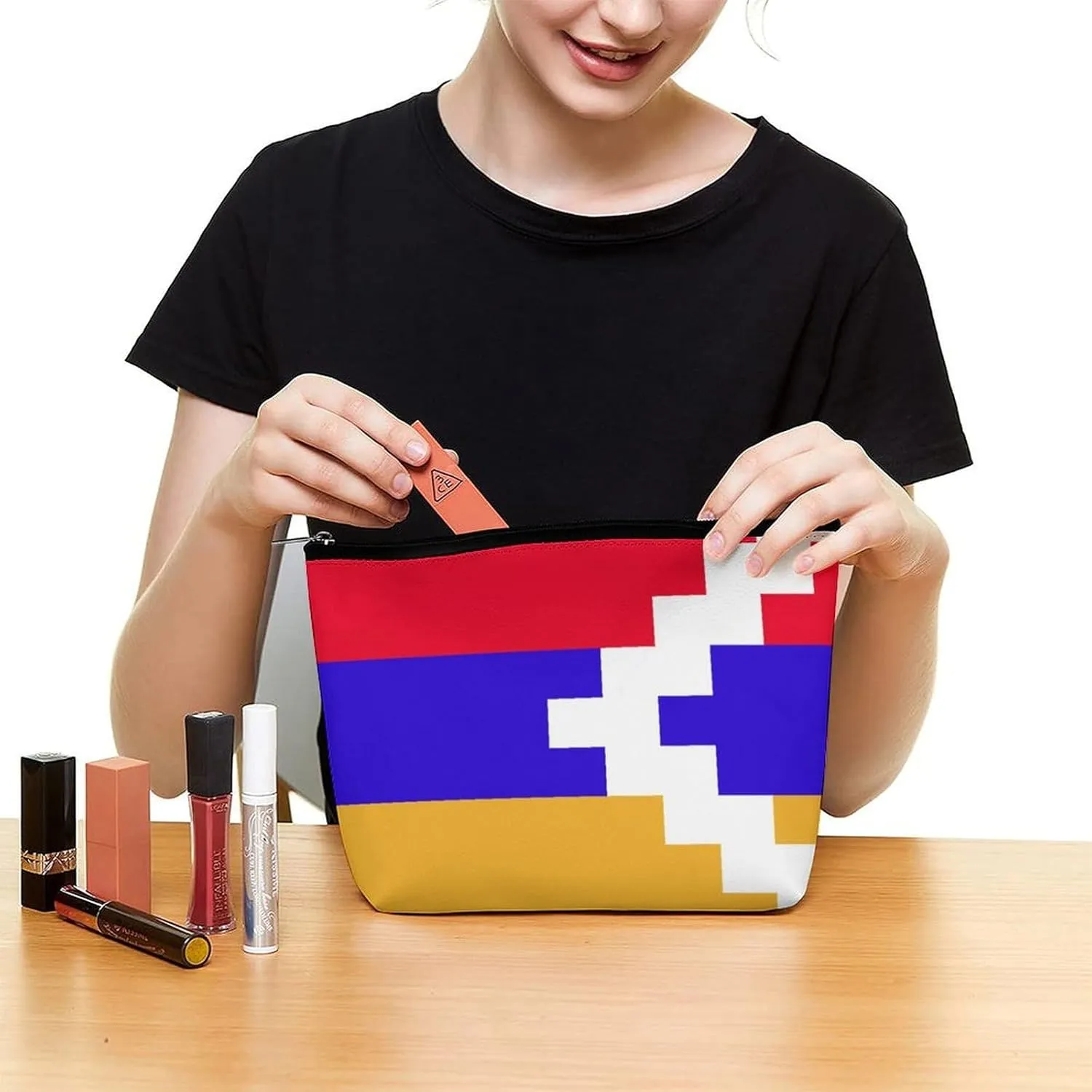 Nagorno Karabakh Flag Travel-Friendly Cosmetic Bag Makeup Organizer Pouch for Women and Girls