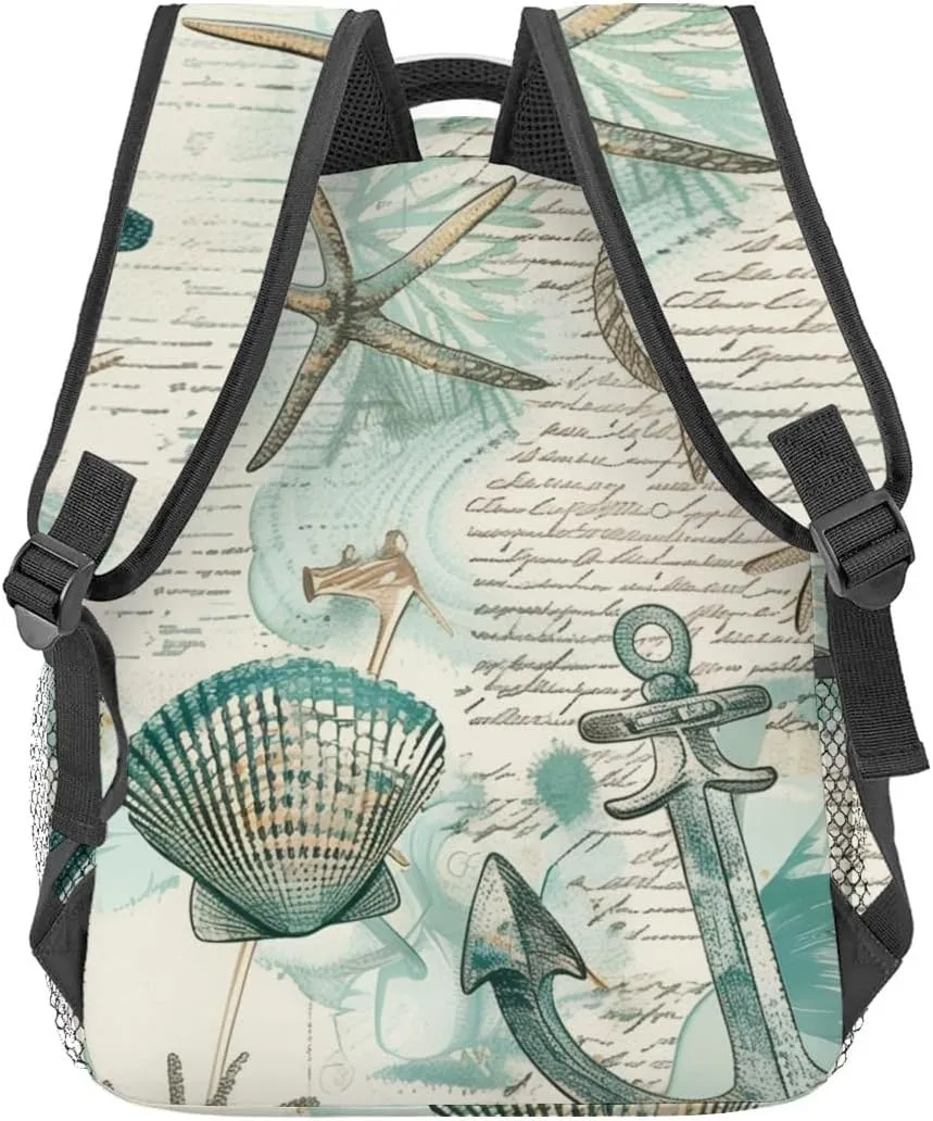 Nautical Sea Life Backpack Travel Backpacks Laptop Rucksack,School Bookbag for Women Kids Boys Girls,Ocean Theme Back Pack Accessories Bags,Ideal Gifts for Work, Outdoor Adventures