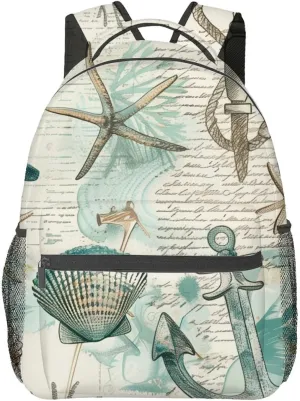 Nautical Sea Life Backpack Travel Backpacks Laptop Rucksack,School Bookbag for Women Kids Boys Girls,Ocean Theme Back Pack Accessories Bags,Ideal Gifts for Work, Outdoor Adventures