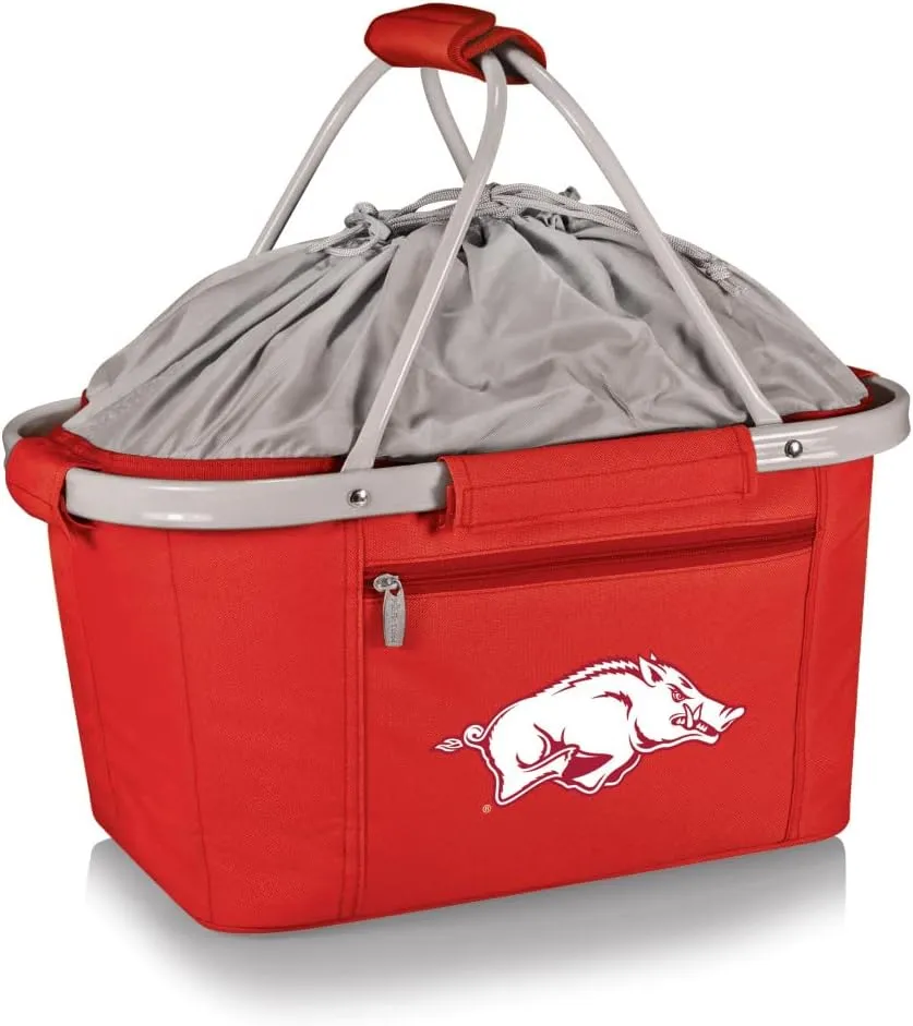 NCAA Arkansas Razorbacks Metro Shopping Basket - Insulated Picnic Basket - Collapsible Market Basket - Utility Tote Cooler Bag