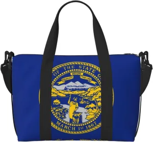 Nebraska Flag Hand-held travel bag, messenger casual handbag, suitable for work, travel, fitness, tourism, women's zipper storage bag,