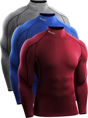 NELEUS Men's 3 Pack Athletic Compression Shirt Running Shirts