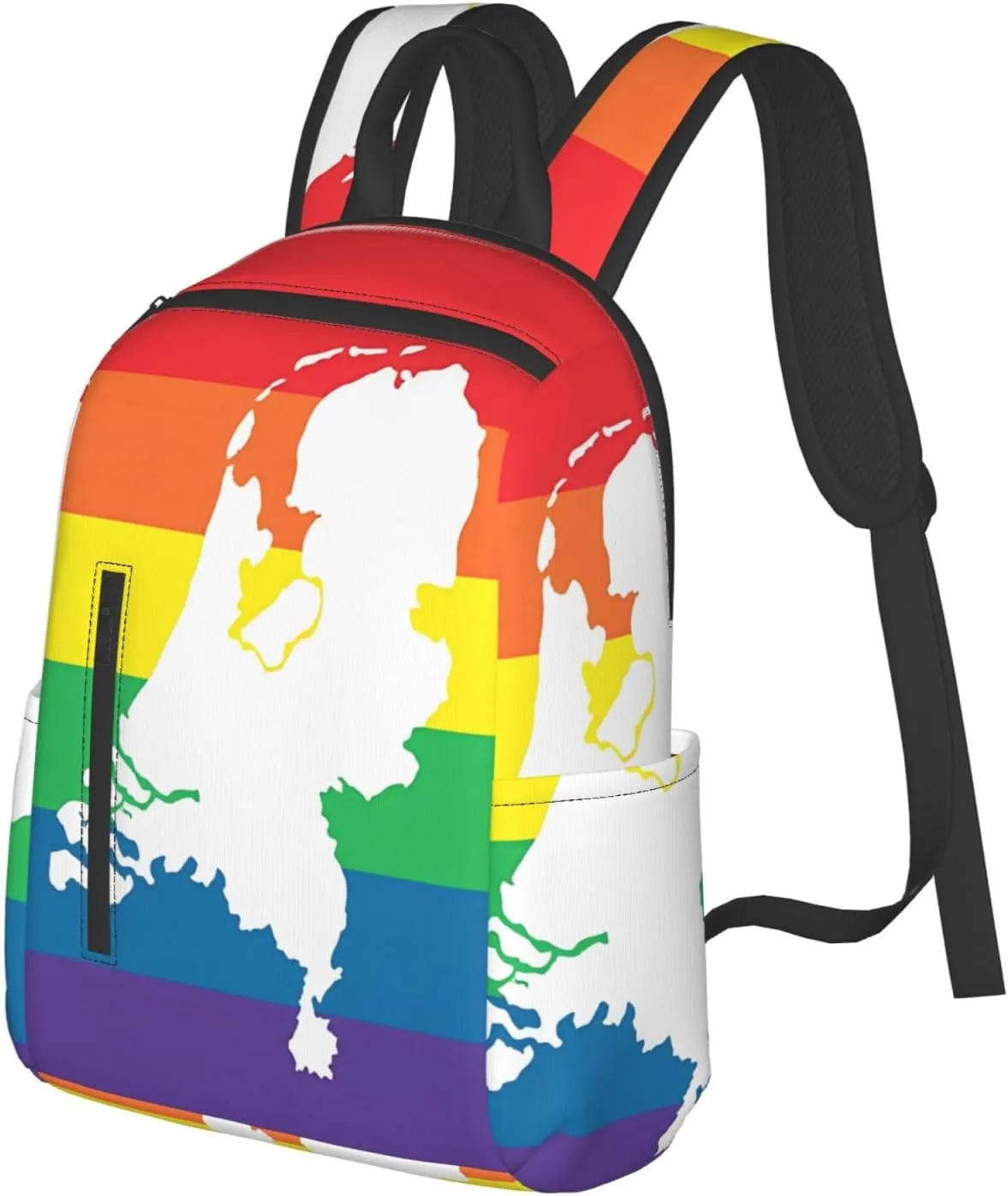 Netherlands Holland LGBT Pride Flag Casual Backpacks Large Capacity Laptop Backpack Sports Fitness Rucksack Travel Carry-On Daypack Work Bag for Outdoor Camping