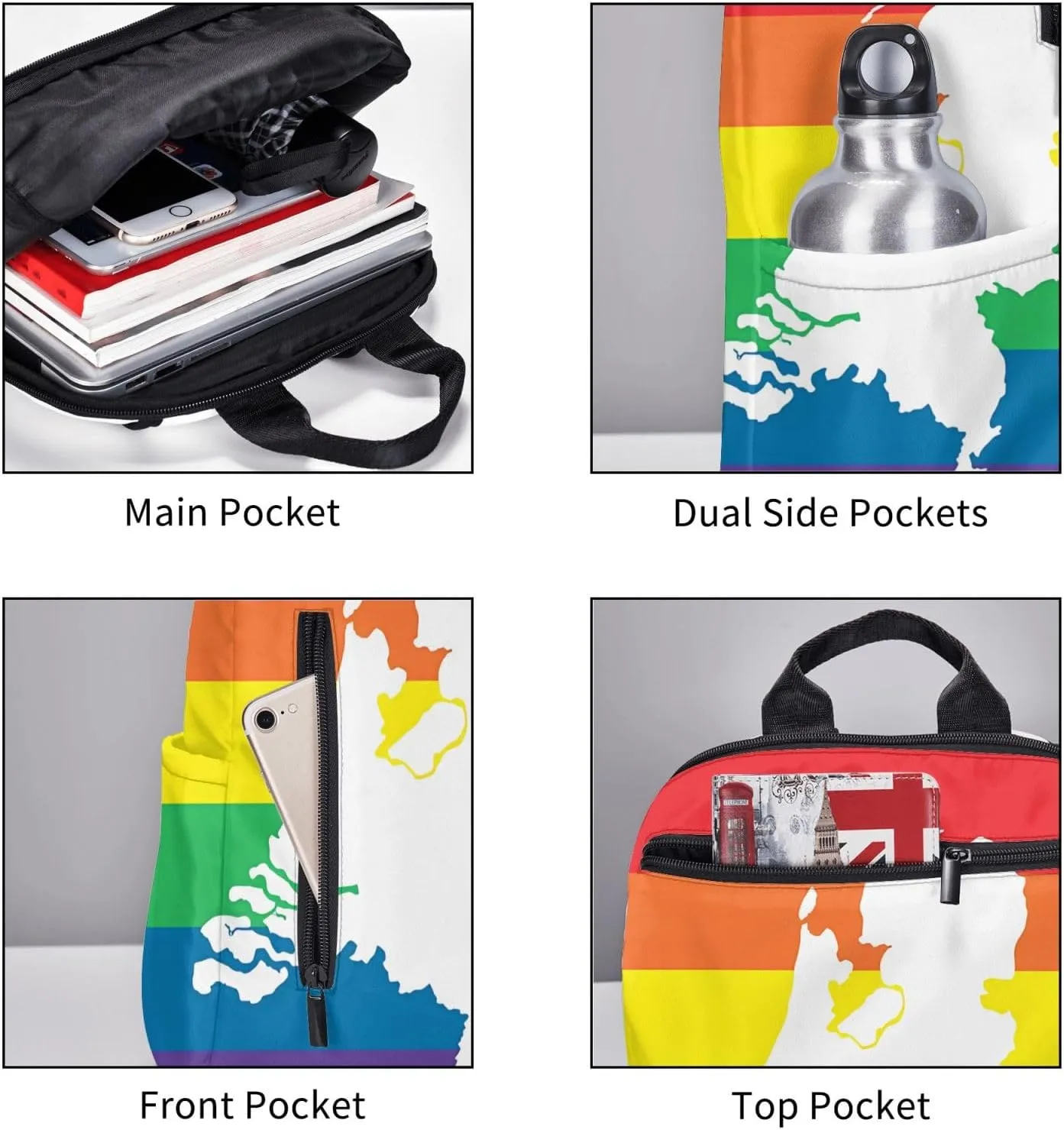 Netherlands Holland LGBT Pride Flag Casual Backpacks Large Capacity Laptop Backpack Sports Fitness Rucksack Travel Carry-On Daypack Work Bag for Outdoor Camping