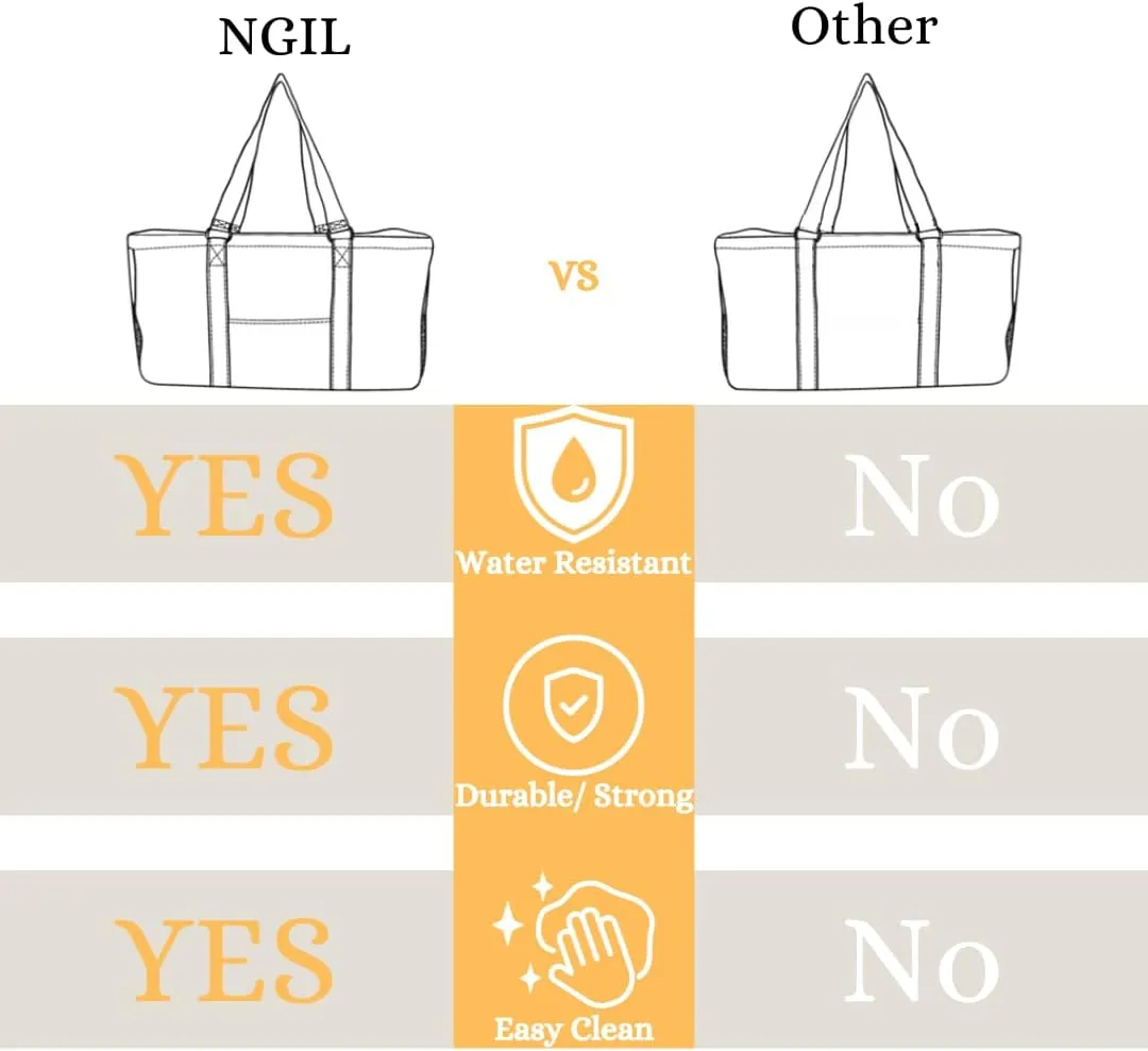 NGIL Extra Large Utility Tote Reusable Grocery Organizing Bag Oversized Collapsible for Storage, Picnic,Car, Beach (Softball-black)