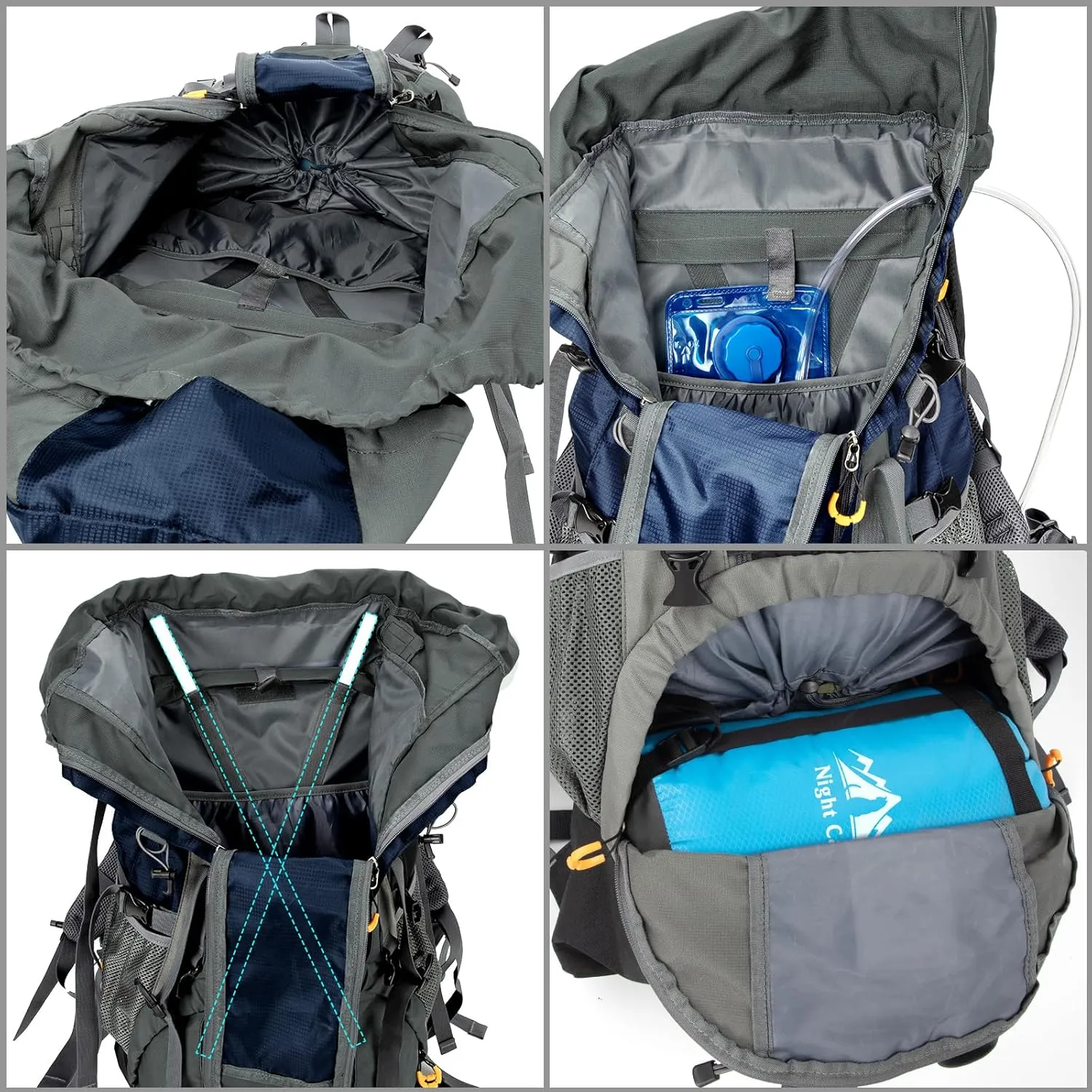 Night Cat Camping Backpacks 90L with Internal Frame Hiking Backpack for Men Women Waterproof Lightweight Breathable Outdoor Mountaineering Traveling
