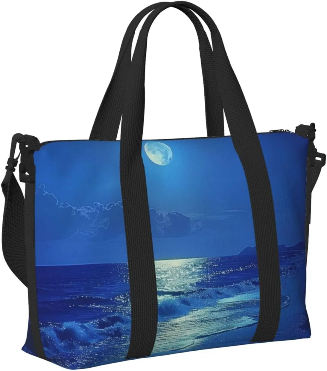 night moon beach print Travel Duffel Bag, Sports Tote Gym Bag, Swim Pool Bag Large Shoulder Tote Bag for Beach Weekender
