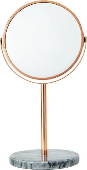 Nordic Light Luxury Marble Cosmetic Mirror Ins Desktop Desktop Round Golden Princess Mirror Double-Sided Mirror Vanity Mirror