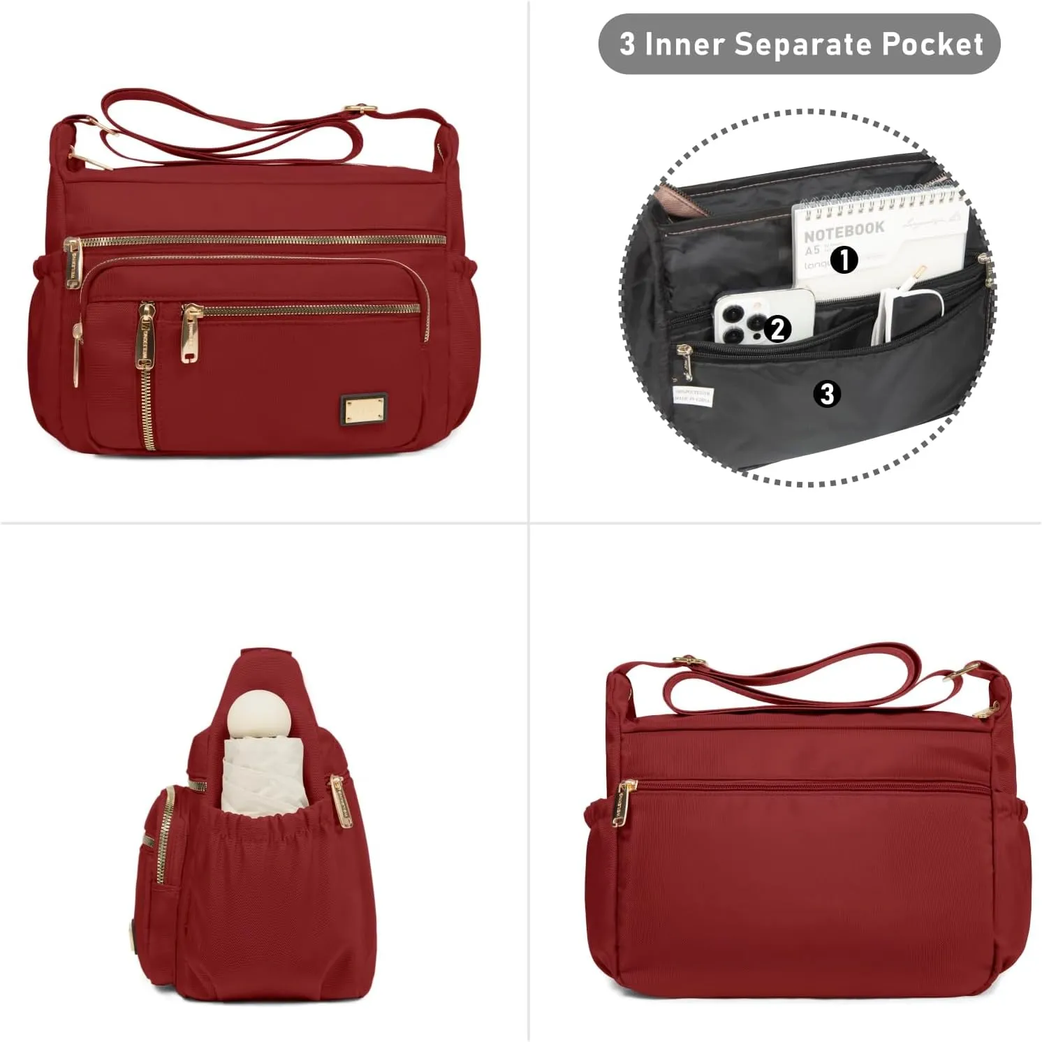 NPBAG Crossbody Bag for Women, Shoulder Purse Handbag Messenger Bag, Trendy Pocketbooks, Waterproof and Multi-Pockets