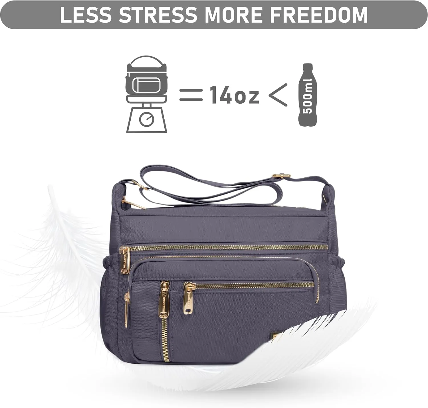 NPBAG Crossbody Bag for Women, Shoulder Purse Handbag Messenger Bag, Trendy Pocketbooks, Waterproof and Multi-Pockets