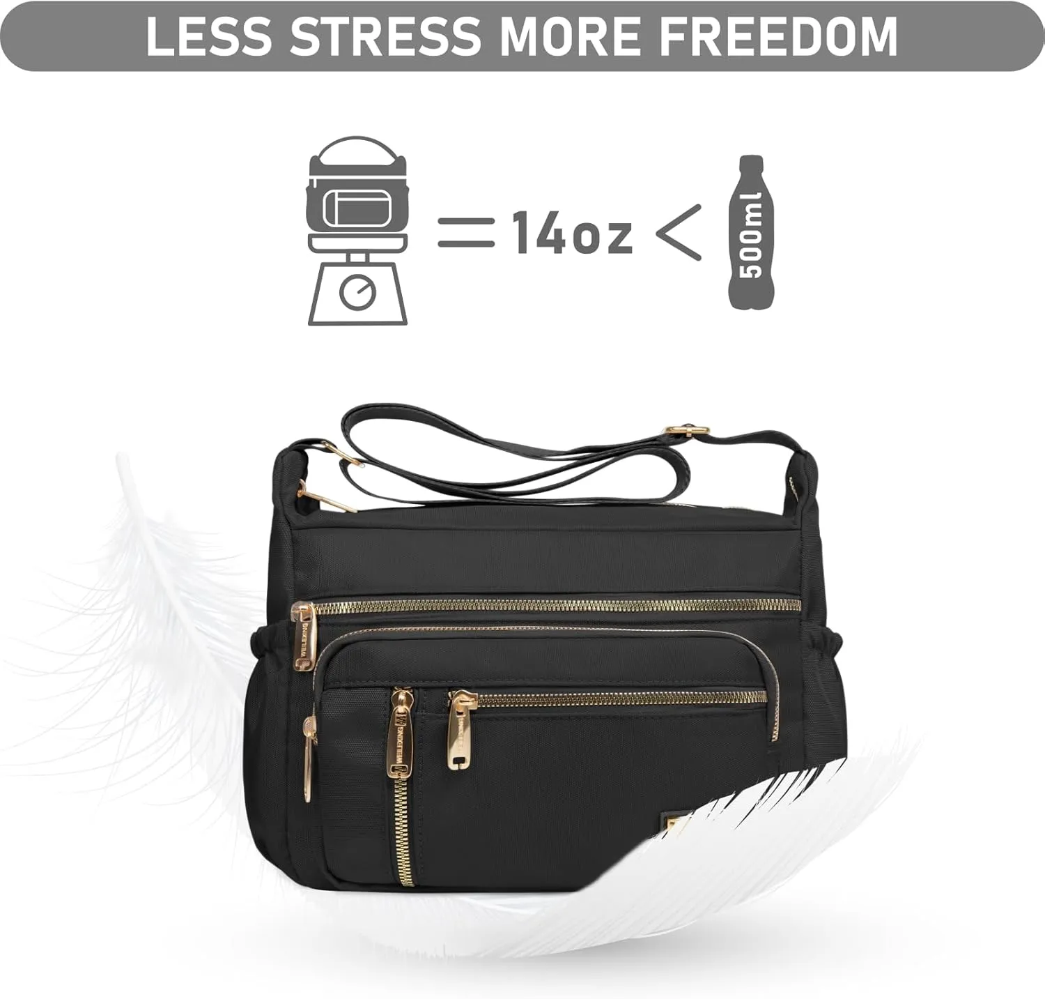 NPBAG Crossbody Bag for Women, Shoulder Purse Handbag Messenger Bag, Trendy Pocketbooks, Waterproof and Multi-Pockets