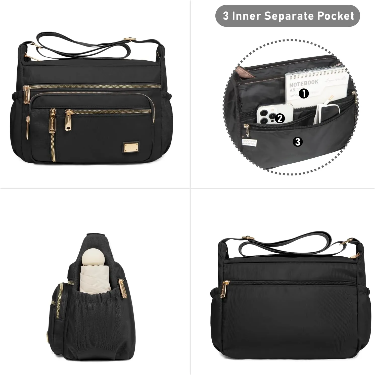 NPBAG Crossbody Bag for Women, Shoulder Purse Handbag Messenger Bag, Trendy Pocketbooks, Waterproof and Multi-Pockets
