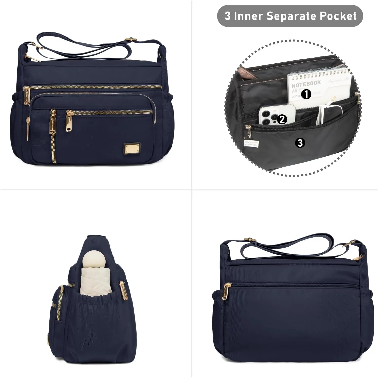 NPBAG Crossbody Bag for Women, Shoulder Purse Handbag Messenger Bag, Trendy Pocketbooks, Waterproof and Multi-Pockets