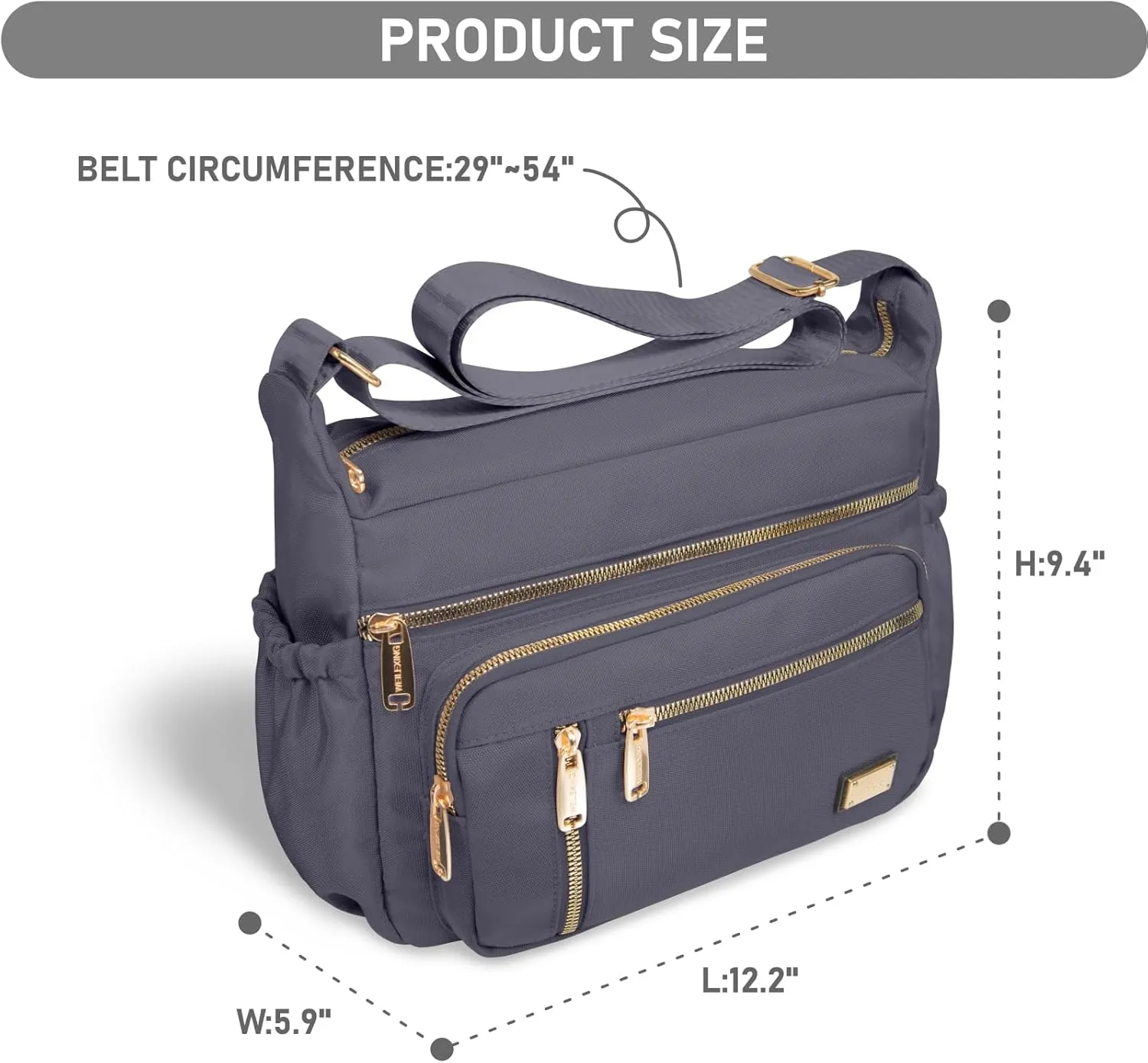 NPBAG Crossbody Bag for Women, Shoulder Purse Handbag Messenger Bag, Trendy Pocketbooks, Waterproof and Multi-Pockets