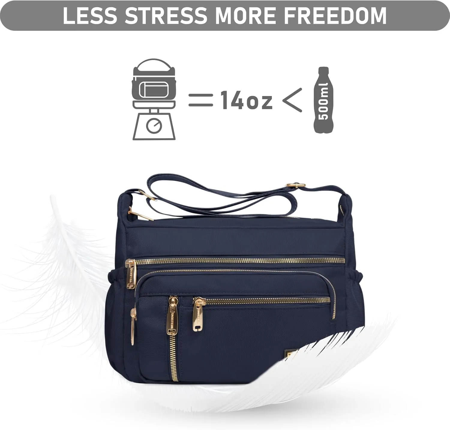 NPBAG Crossbody Bag for Women, Shoulder Purse Handbag Messenger Bag, Trendy Pocketbooks, Waterproof and Multi-Pockets