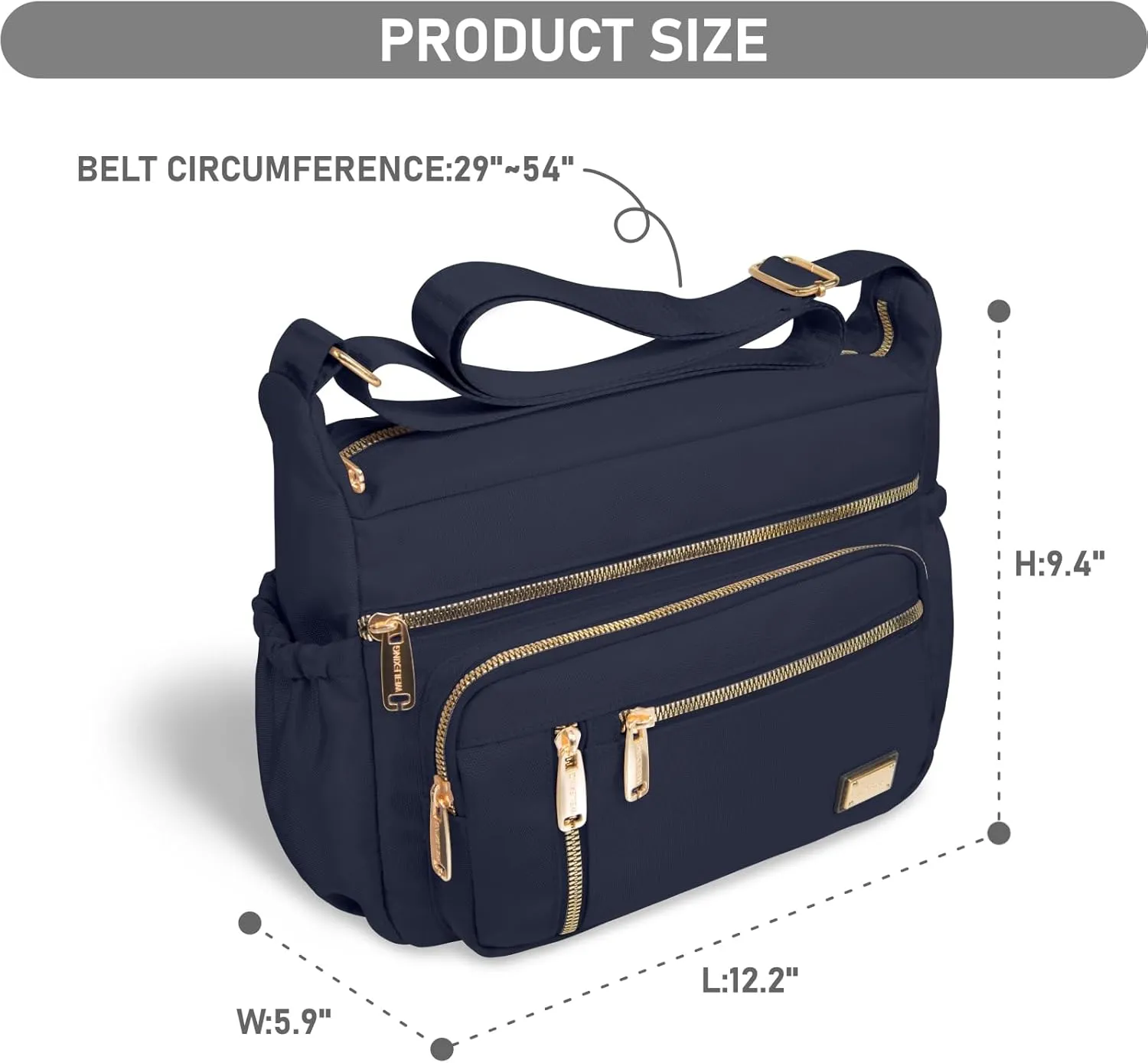 NPBAG Crossbody Bag for Women, Shoulder Purse Handbag Messenger Bag, Trendy Pocketbooks, Waterproof and Multi-Pockets