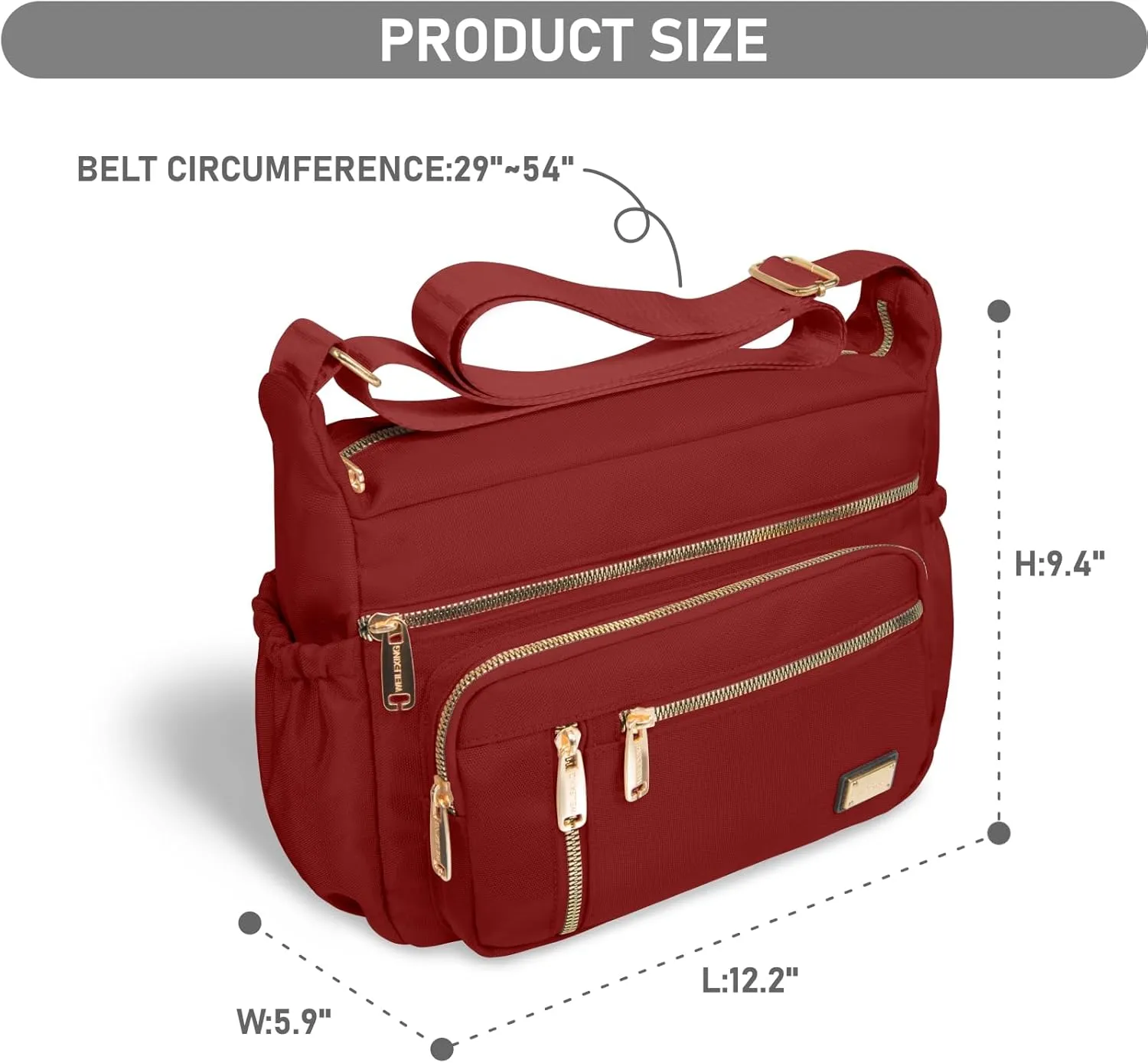 NPBAG Crossbody Bag for Women, Shoulder Purse Handbag Messenger Bag, Trendy Pocketbooks, Waterproof and Multi-Pockets