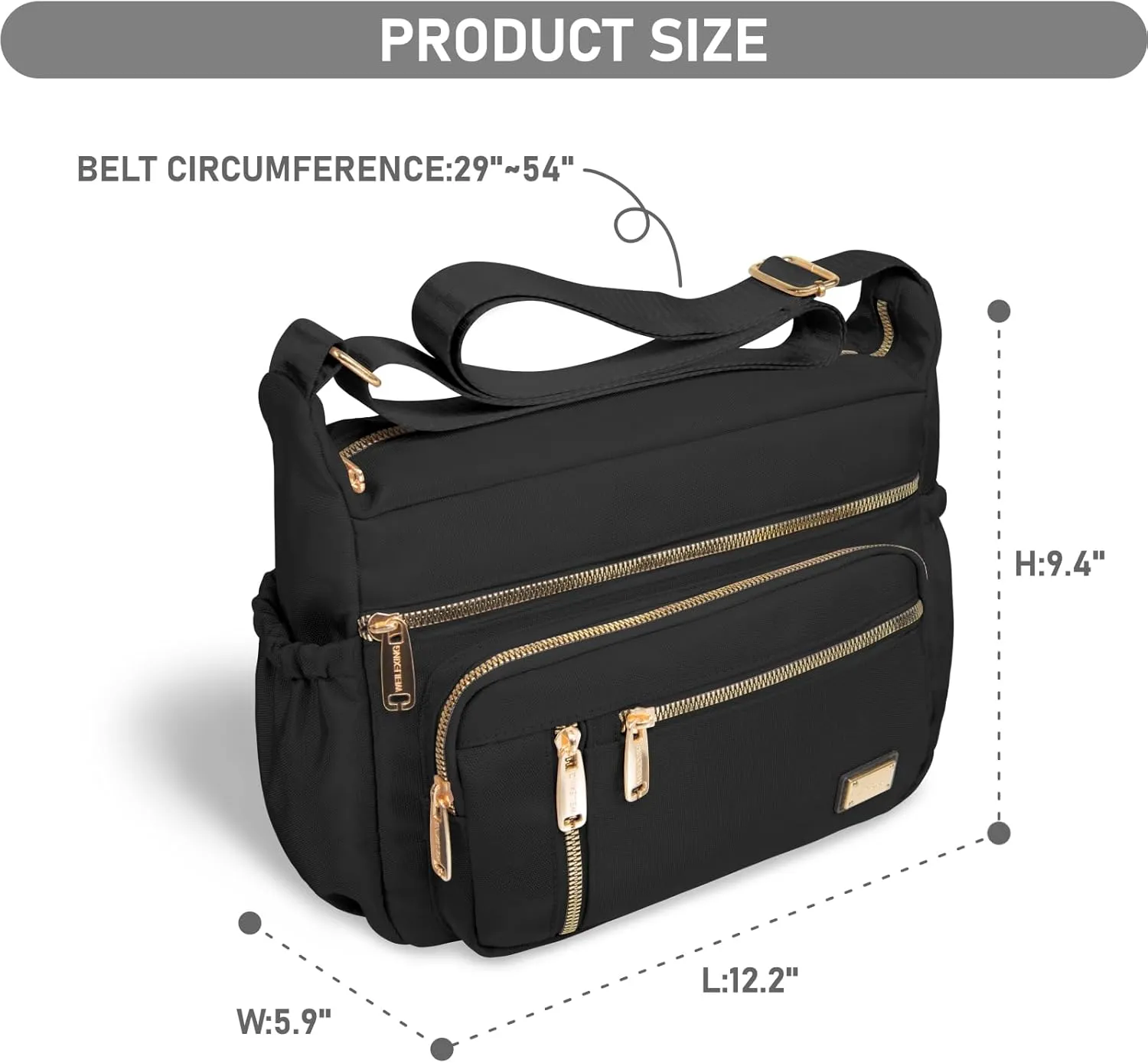 NPBAG Crossbody Bag for Women, Shoulder Purse Handbag Messenger Bag, Trendy Pocketbooks, Waterproof and Multi-Pockets
