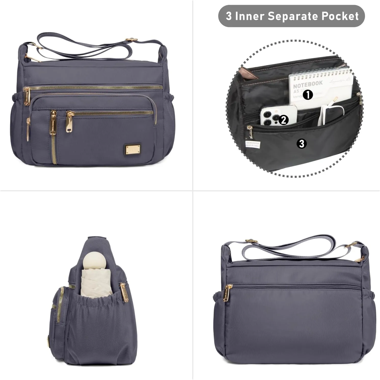 NPBAG Crossbody Bag for Women, Shoulder Purse Handbag Messenger Bag, Trendy Pocketbooks, Waterproof and Multi-Pockets