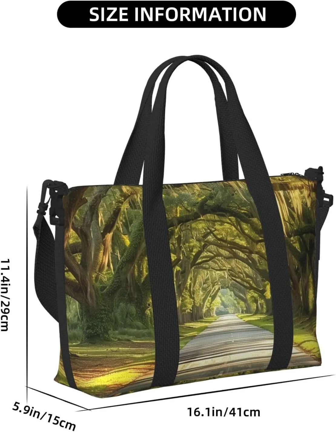 oak tree canopy print Travel Duffel Bag, Sports Tote Gym Bag, Swim Pool Bag Large Shoulder Tote Bag for Beach Weekender